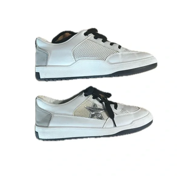 VINTAGE HAVANA Perla Chrome Side Star Low Top Sneaker in White Multi Size 10 - Picture 2 of 5